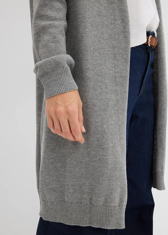 Dlouhý pletený kabátek se srolovanými okraji, bonprix