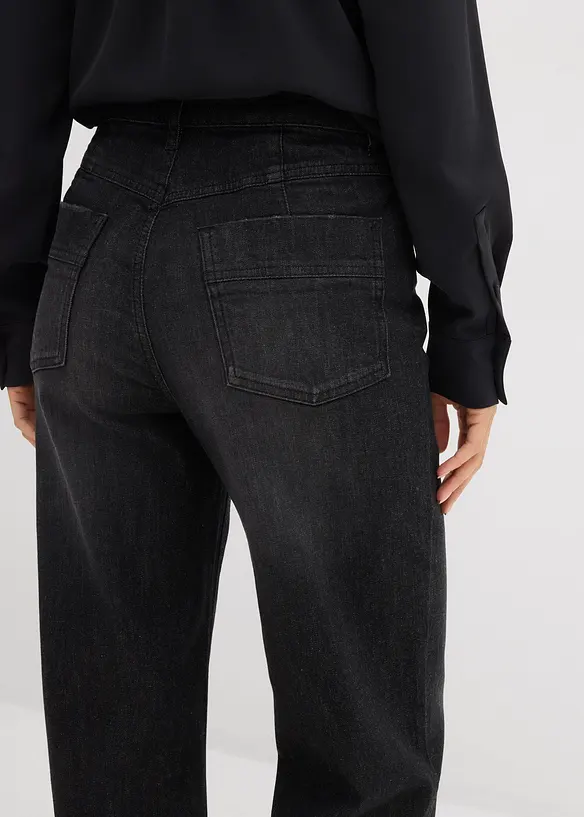 Džíny Straight, High Waist, s ohrnutou záložkou, bonprix