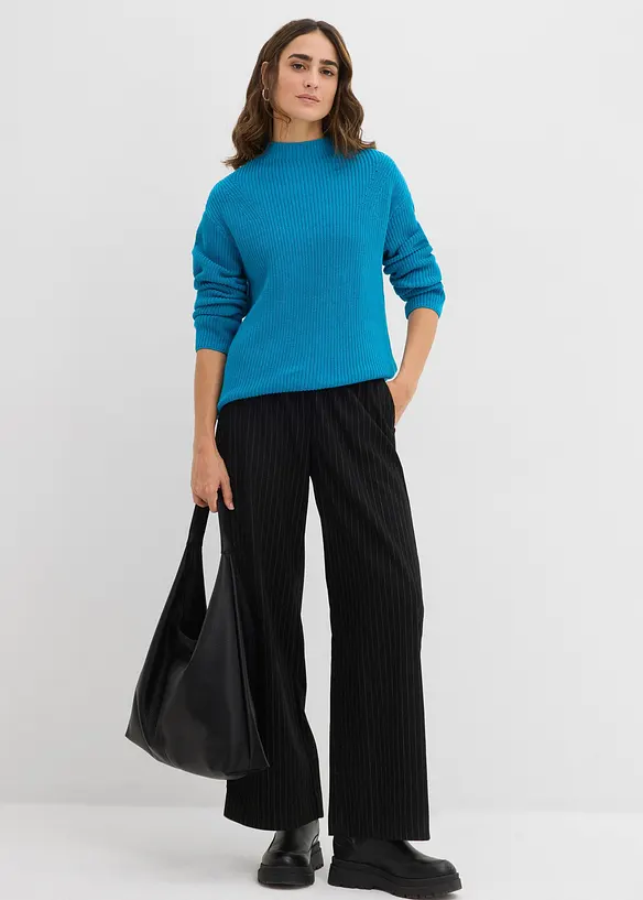 Svetr z žebrované pleteniny z čisté organické bavlny, bonprix