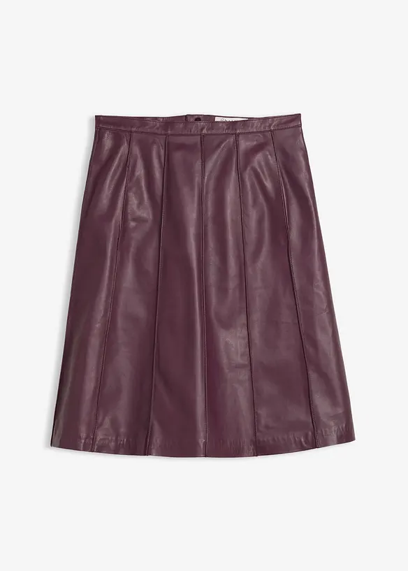 Rozšířená kožená sukně z jehněčí kůže nappa, bonprix