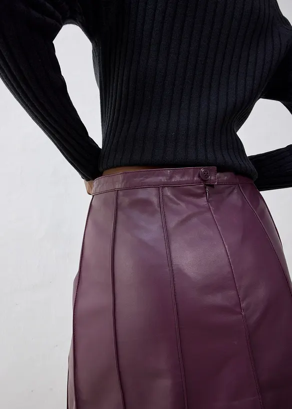 Rozšířená kožená sukně z jehněčí kůže nappa, bonprix
