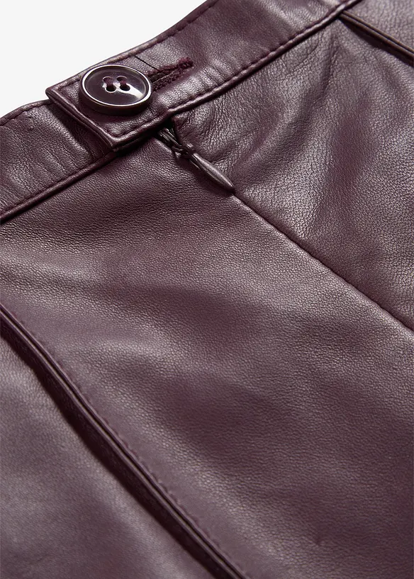 Rozšířená kožená sukně z jehněčí kůže nappa, bonprix