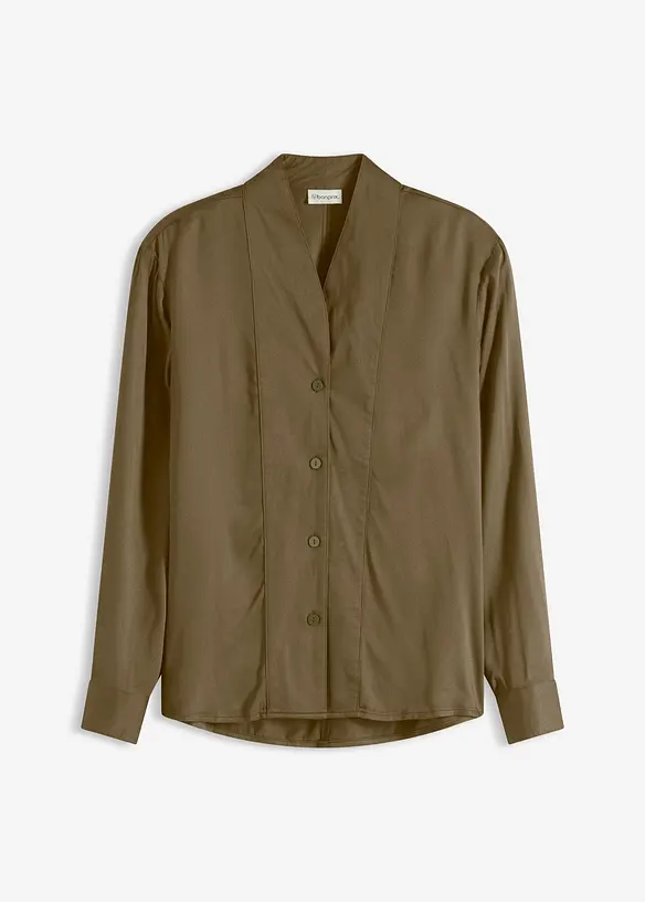 Košilová halenka ze splývavého saténu, bonprix