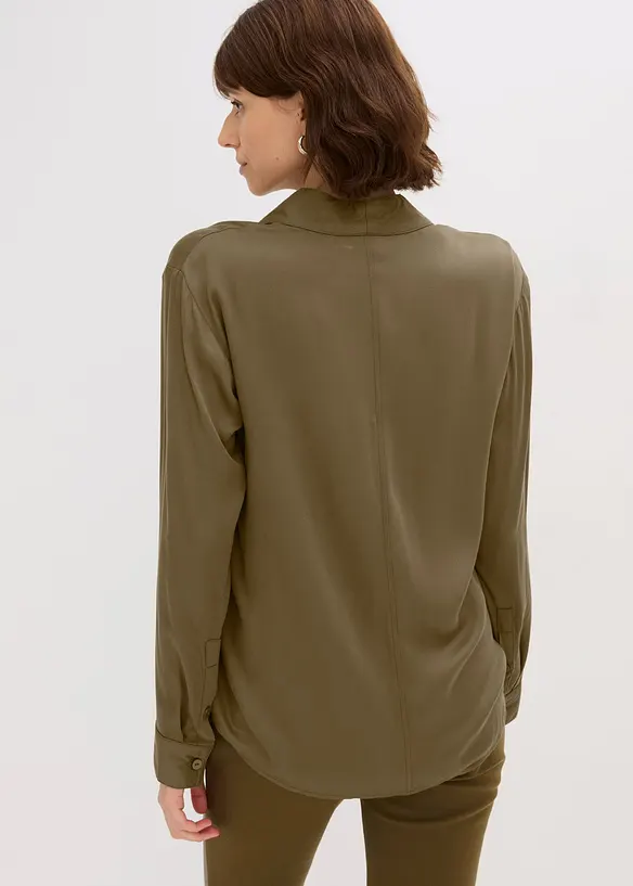 Košilová halenka ze splývavého saténu, bonprix