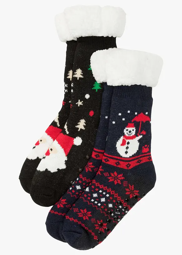 Ponožky na doma s medvídkovým flísem (2 ks v balení), bonprix