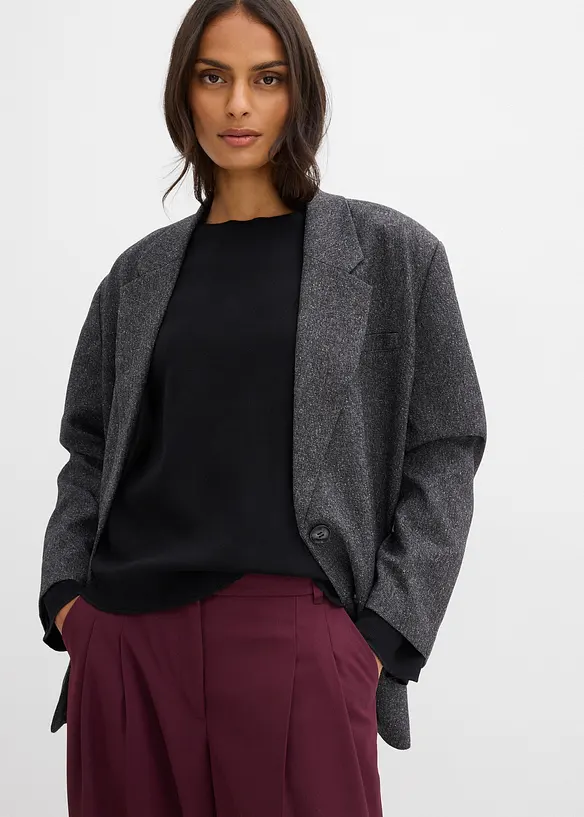 Tričko s dlouhým rukávem ze žebrovaného materiálu, bonprix