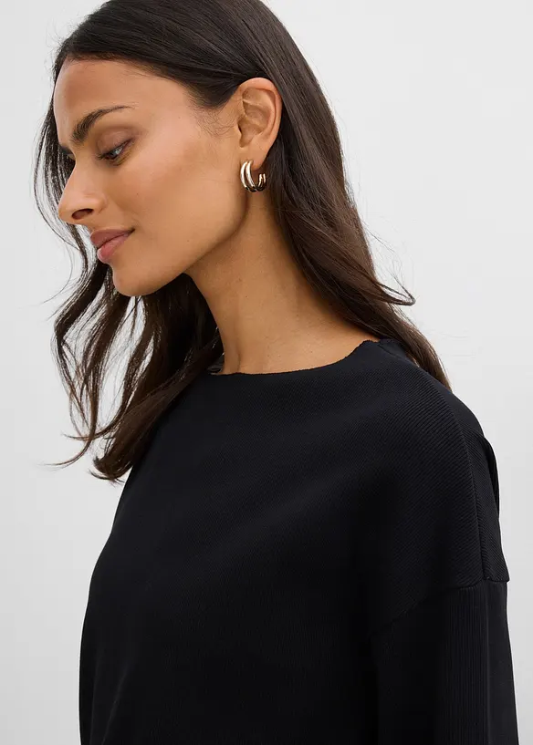 Tričko s dlouhým rukávem ze žebrovaného materiálu, bonprix