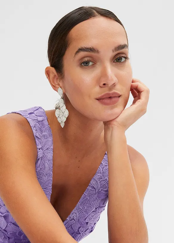 Krajkové šaty s háčkovanou vsadkou, bonprix