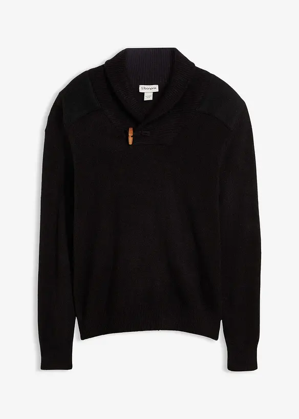 Svetr z jemn&eacute; pleteniny, se &scaron;&aacute;lov&yacute;m l&iacute;mcem, bonprix