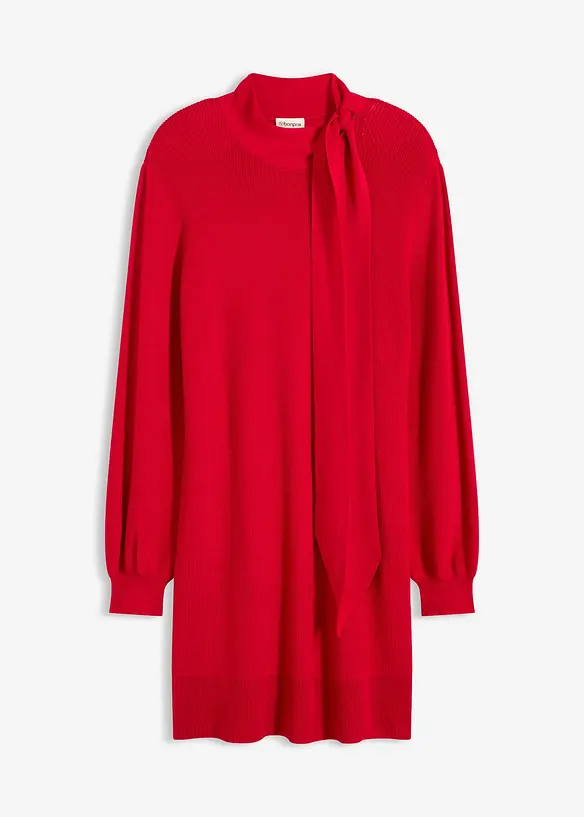Pletené šaty s mašlí, z měkké viskózové směsi, bonprix