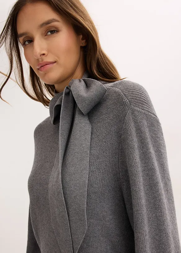 Pletené šaty s mašlí, z měkké viskózové směsi, bonprix