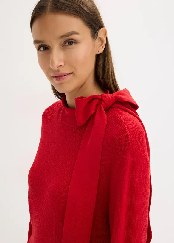 Pletené šaty s mašlí, z měkké viskózové směsi, bonprix