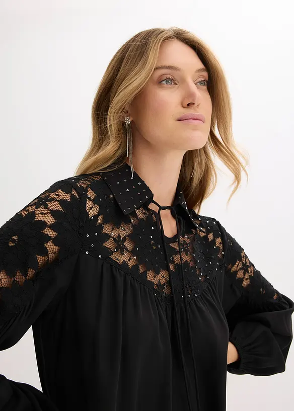 Halenka bez zapínání, s krajkou, bonprix