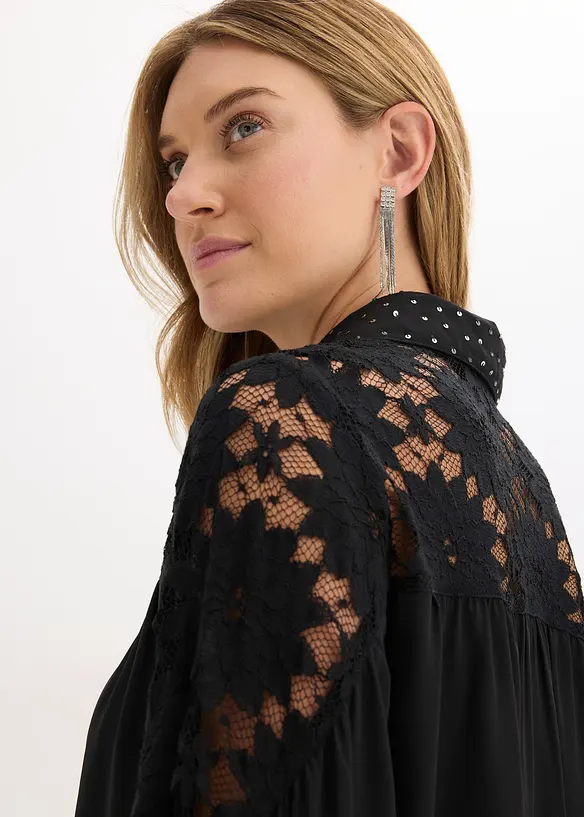 Halenka bez zapínání, s krajkou, bonprix