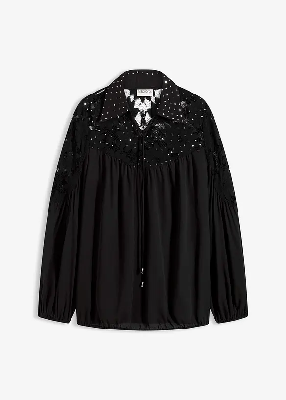 Halenka bez zapínání, s krajkou, bonprix