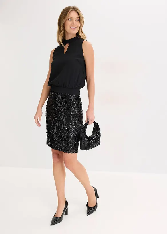 Midi šaty s flitry, bonprix