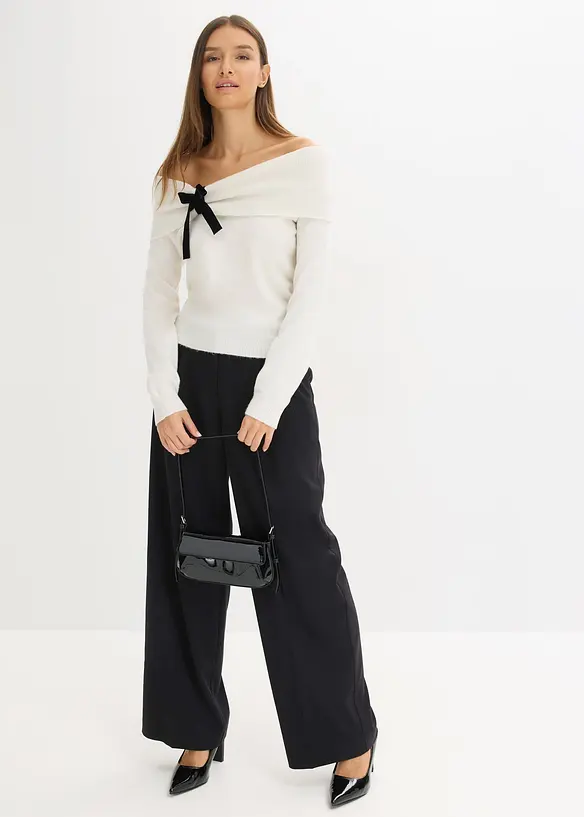 Oversize svetr s výstřihem Carmen, bonprix