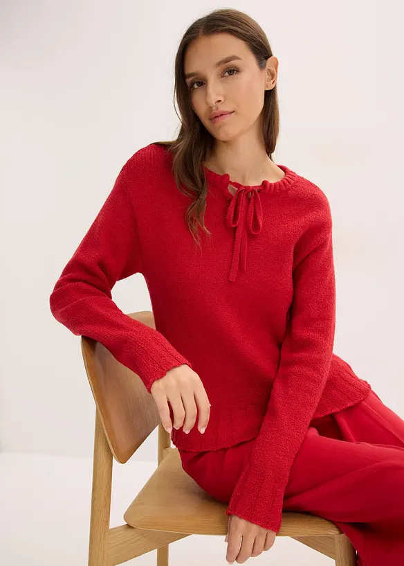 Svetr ze silnější pleteniny, s vázačkou, bonprix