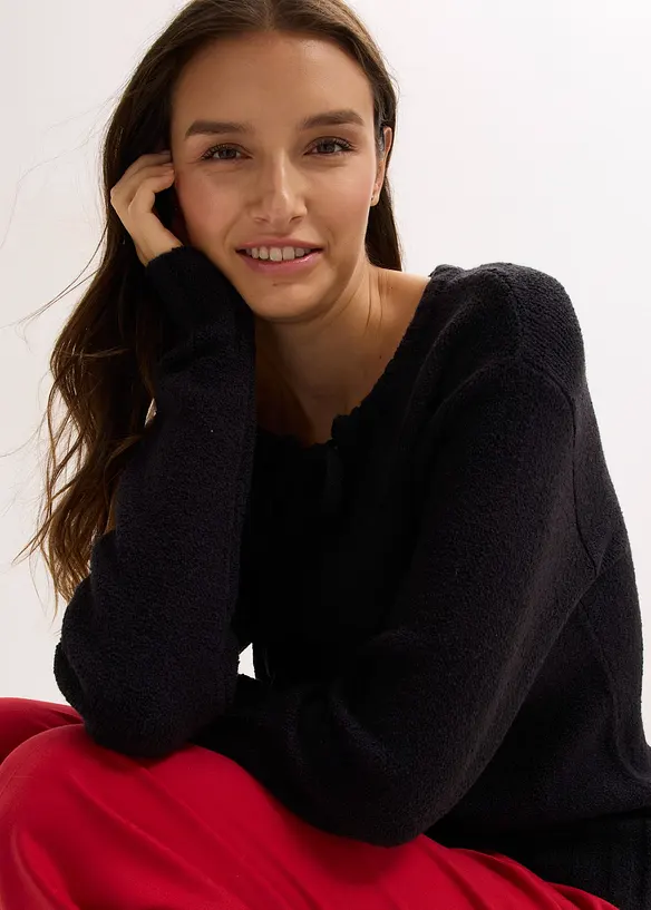 Svetr ze silněj&scaron;&iacute; pleteniny, s v&aacute;začkou, bonprix