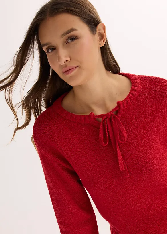 Svetr ze silnější pleteniny, s vázačkou, bonprix