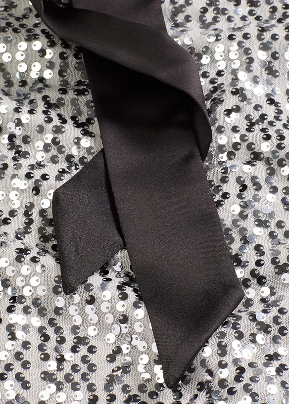 Pajetkové šaty s ozdobnou mašlí, bonprix