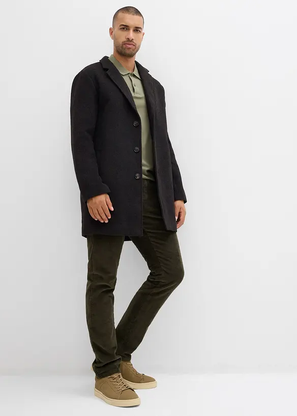 Manšestrové termo kalhoty bez zapínání, Regular Fit, Straight, s flanelovou podšívkou, bonprix