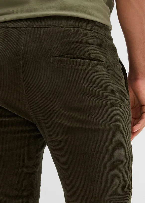 Manšestrové termo kalhoty bez zapínání, Regular Fit, Straight, s flanelovou podšívkou, bonprix