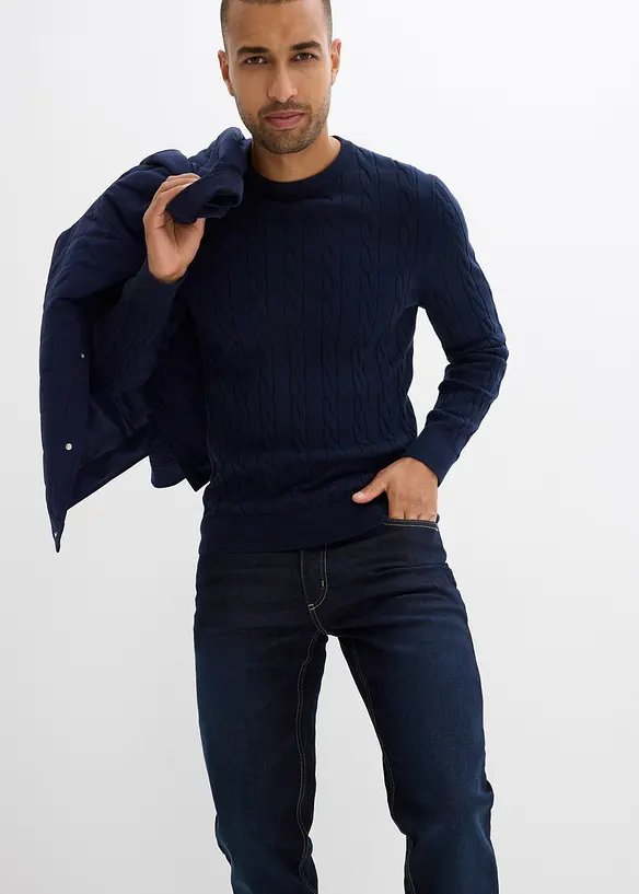 Strečové termo džíny Regular Fit, s měkkou žerzejovou podšívkou a pohodlným pasem, Straight, bonprix