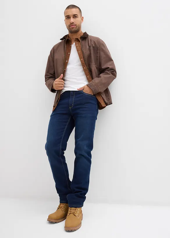 Strečové termo džíny Regular Fit, s měkkou žerzejovou podšívkou a pohodlným pasem, Straight, bonprix