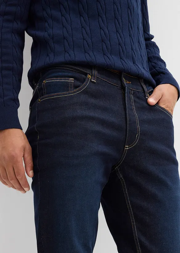 Strečové termo džíny Regular Fit, s měkkou žerzejovou podšívkou a pohodlným pasem, Straight, bonprix