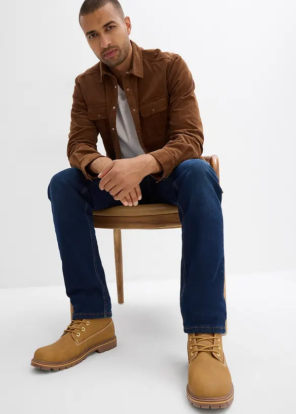 Strečové termo džíny Regular Fit, s měkkou žerzejovou podšívkou a pohodlným pasem, Straight, bonprix