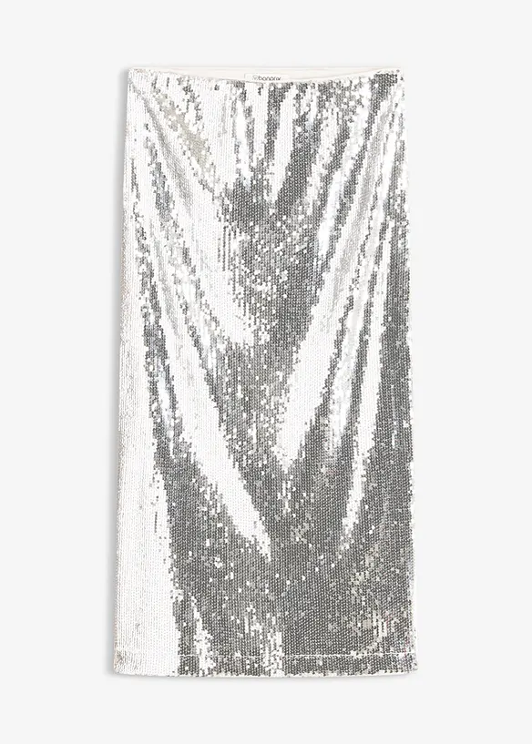 Midi sukně s pajetkami, bonprix