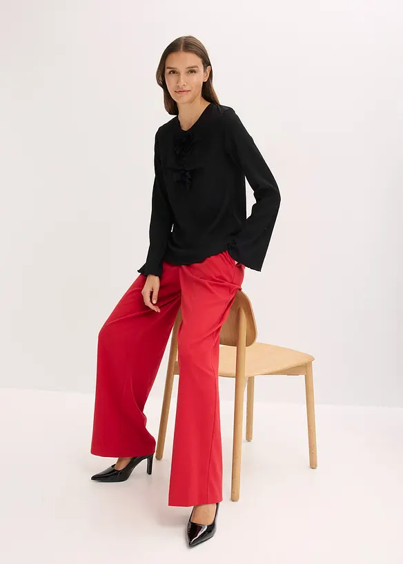 Tričko s dlouhým rukávem ze strukturovaného krepu, bonprix