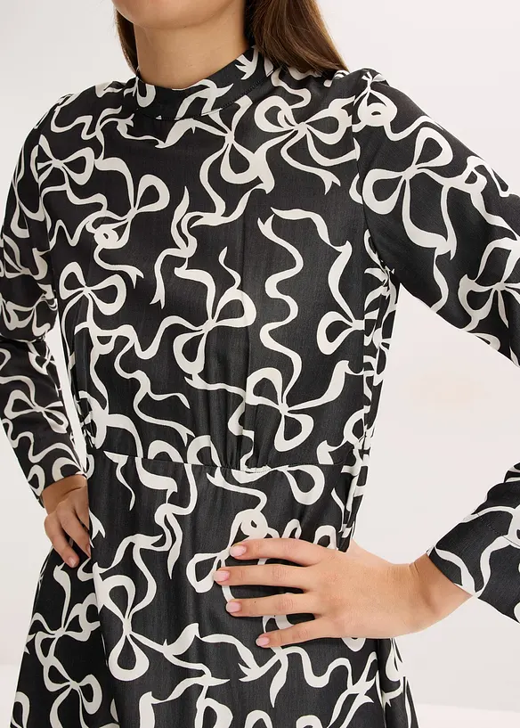 Midi šaty ze splývavé směsi s viskózou, bonprix