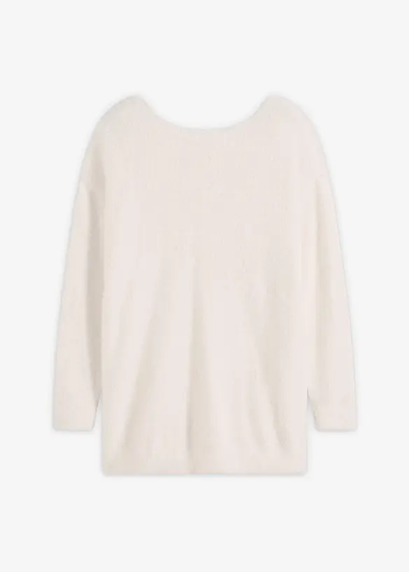 Dlouhý svetr z měkké péřové příze, bonprix