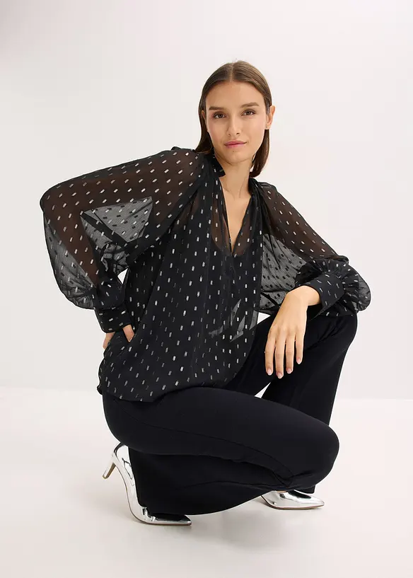 Transparentní halenka bez zapínání, bonprix