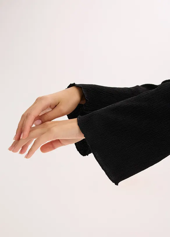 Tričko s dlouhým rukávem ze strukturovaného krepu, bonprix