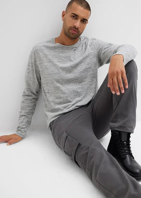 Termo cargo kalhoty Relaxed Fit, s flanelovou podšívkou a pohodlným pasem, Straight, bonprix