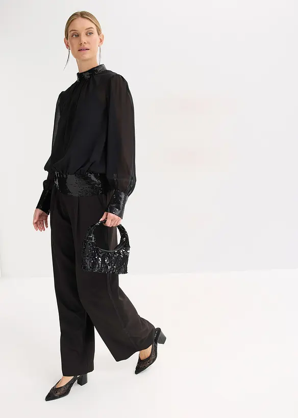 Halenkové tričko z jemného tylu, s flitry, bonprix