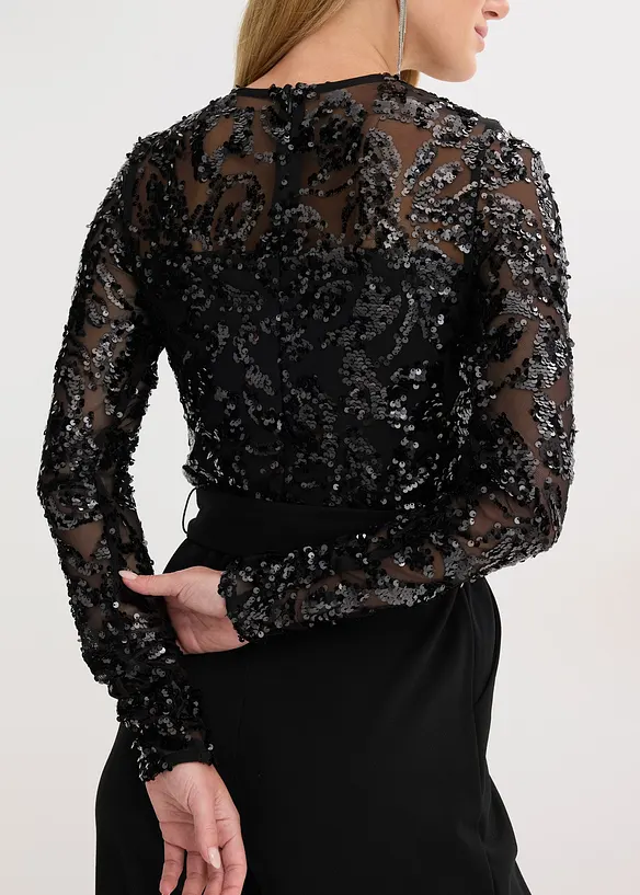 Overal s výšivkou s flitry, bonprix