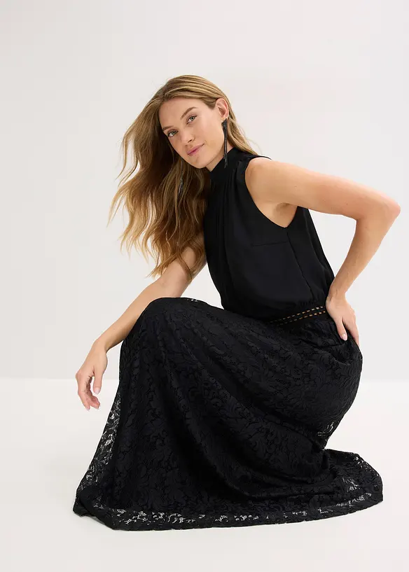 Maxi šaty s krajkovou sukní, bonprix