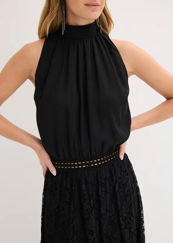 Maxi šaty s krajkovou sukní, bonprix