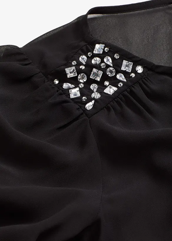 Šifónová halenka zdobená štrasovými kamínky, bonprix