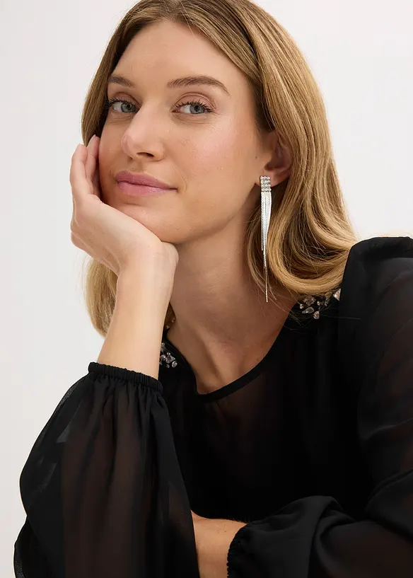 Šifónová halenka zdobená štrasovými kamínky, bonprix