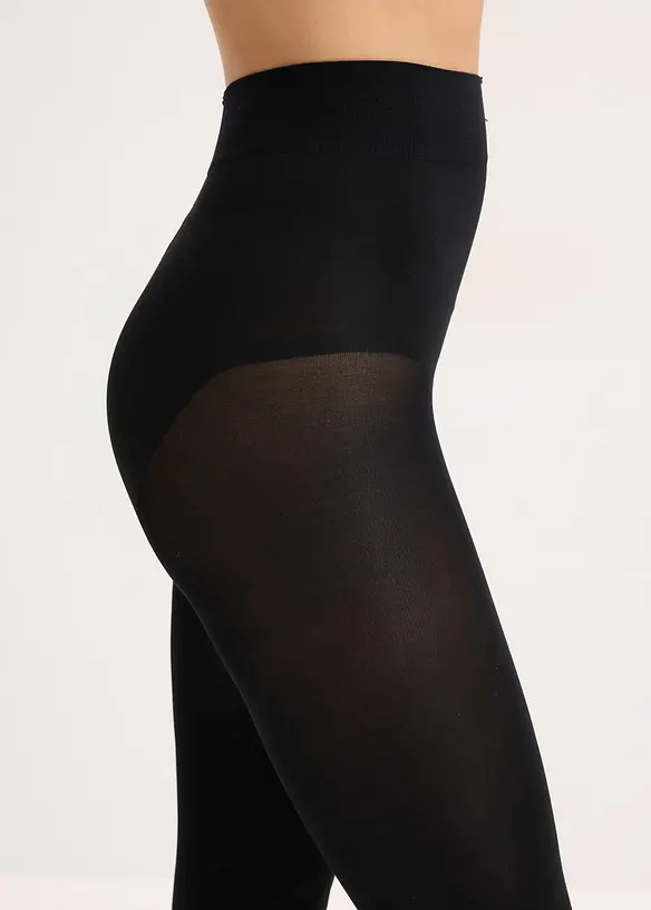 Tvarující ultra neprůhledné punčochové kalhoty, Belly Control, pohodlný lem, 80 DEN, bonprix