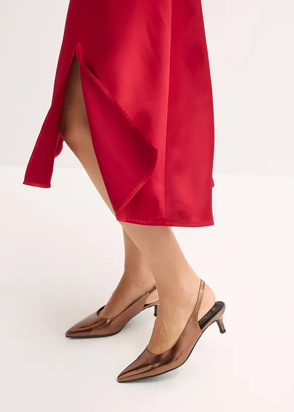 Midi šaty z lesklého saténu, bonprix