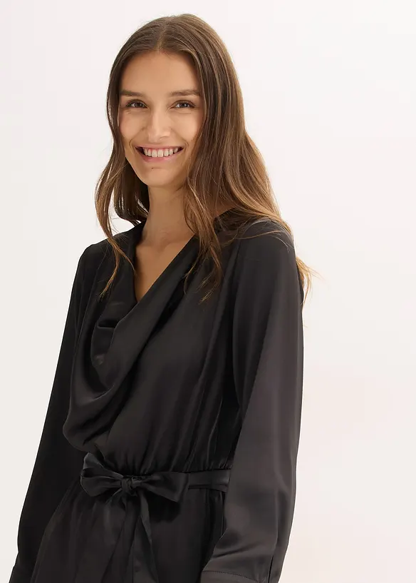 Midi šaty z lesklého saténu, bonprix