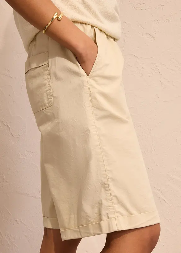 Bermudy z materiálu papertouch z bavlněné směsi, bonprix