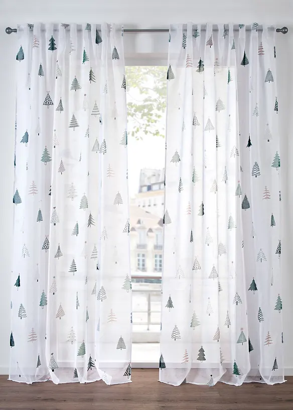 Z&aacute;clona s nati&scaron;těn&yacute;mi v&aacute;nočn&iacute;mi stromečky (1 ks v balen&iacute;), bonprix