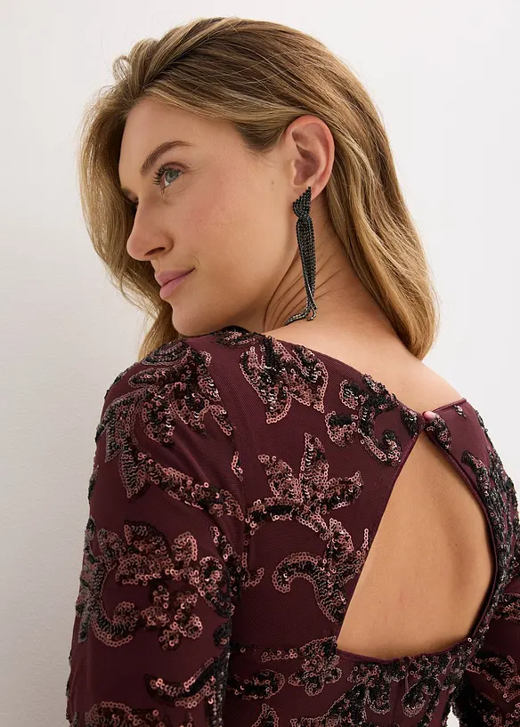 Pajetkové šaty s výstřihem na zádech, bonprix